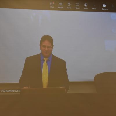 guest speaker Eliezer Sanchez, NAWCAD Lakehurst’s Support Equipment Test and Evaluation branch head pictured