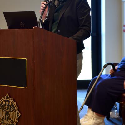 Kathleen Donnelly speaks the podium