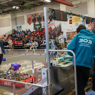 FIRST Robotics competition team photo
