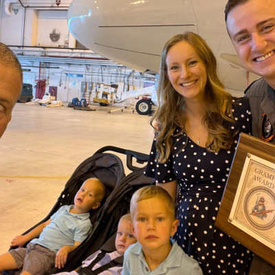 Vice Adm. Carl Chebi with Lt. Samuel T. Hyder and family