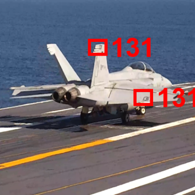 Jet on the deck of an aircraft carrier