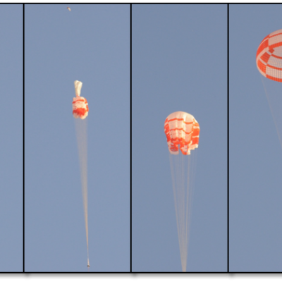 Photo composite of parachute testing