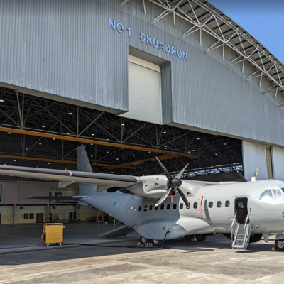  A Royal Malaysian Air Force aircraft pictured outside a hangar