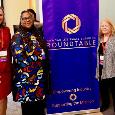 Naval Air Warfare Center Aircraft Division Lakehurst Executive Director Kathleen Donnelly with Small Business Roundtable Organizers
