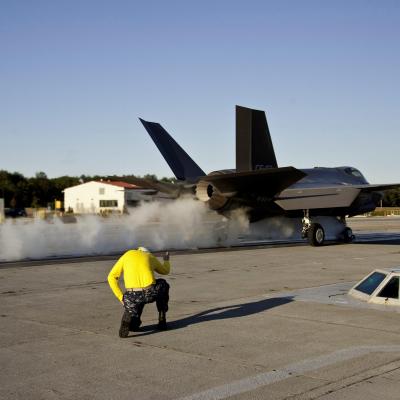 Photo of the steam catapult testing site at NAWCAD Lakehurst