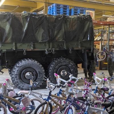 Bicycles collected as part of NAWCAD Lakehurst's annual Toys for Tots drive