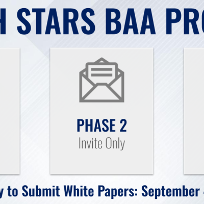 North Stars BAA Process: Entry Point - Open Discussions; Phase 1 - White Papers; Phase 2 - Invite Only; Award; Delivery of Research. Last Day to Submit White Papers: September 4, 2026