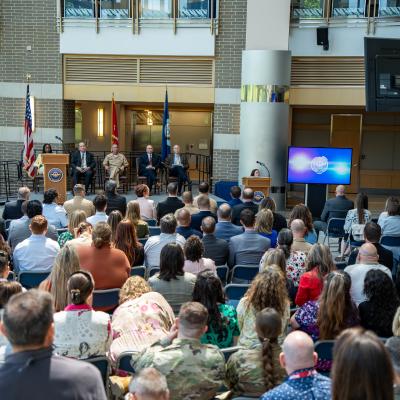 Commander's Awards audience at Patuxent River Naval Air Station