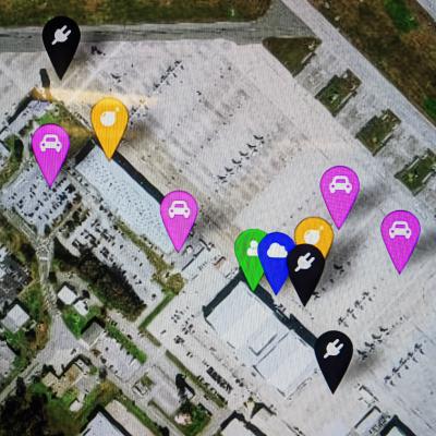 A map depicts a flight line with location markers tracking naval equipment.