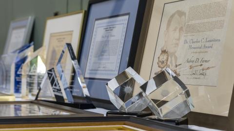 NAWCWD 2020 honorary awards displayed on table