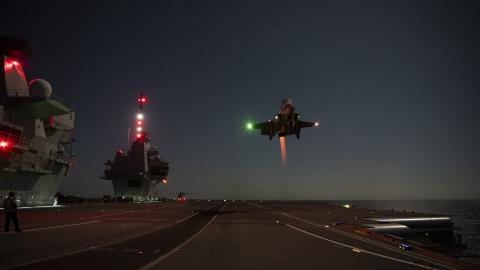 F-35B night vertical landing aboard U.K. HMS Prince of Wales (R09)