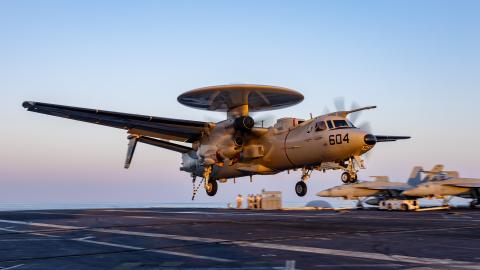 E-2D lands on aircraft carrier