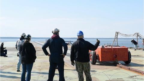 U.S. Navy and industry partners worked together to launch the first deadloads from the flight deck of PCU John F. Kennedy (CVN 79) 