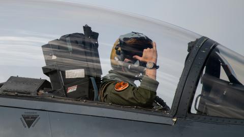 Air Force pilot in cockpit