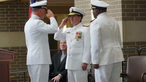 Capt. Christopher B. DeBons, Rear Adm. Shane Gahagan, Capt. Errol A. Campbell Jr.