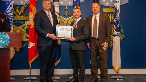 Assistant Secretary of the Air Force William LaPlante, Samuel Hotz and Principal Deputy Assistant Secretary (Manpower & Reserve Affairs) Robert Hogue pictured