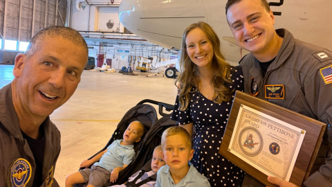 Vice Adm. Carl Chebi with Lt. Samuel T. Hyder and family