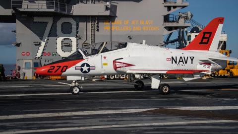 T-45 landing on USS Gerald R. Ford (CVN 78)