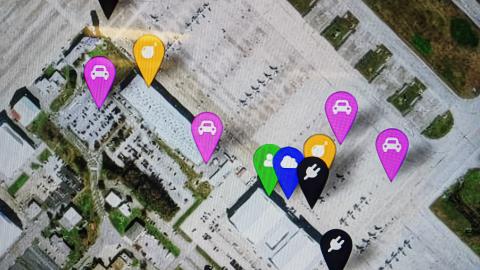 A map depicts a flight line with location markers tracking naval equipment.